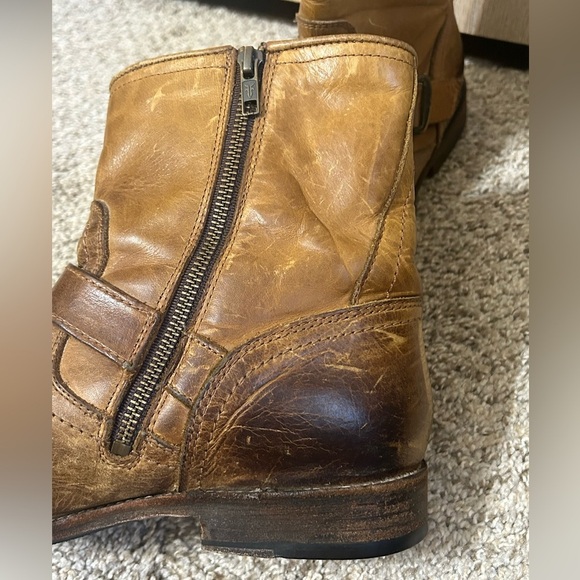 Frye Engineer Boots Leather Men\'s Size 8.5D Buckles Tan Moto Biker Preppy Boho main image 9